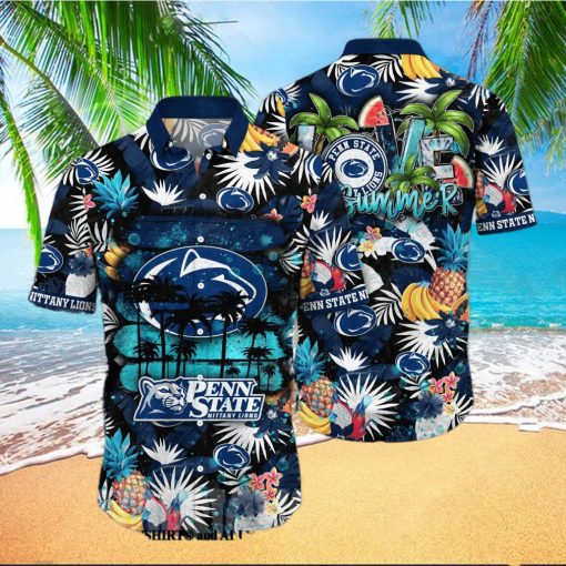 Penn State Nittany Lions NCAA Flower Full Printed Hawaiian Shirt