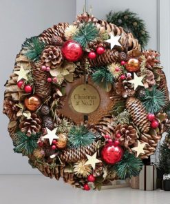 Personalised Baubles and Stars Christmas Wreath 35cm