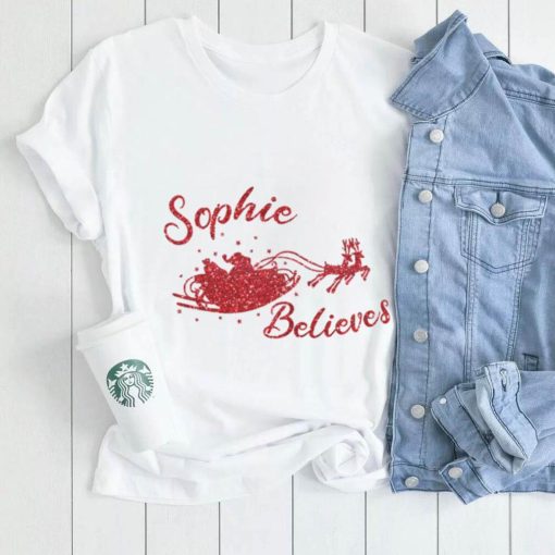 Personalised Christmas Tshirt Childrens Glitter Believe In Santa T Shirt