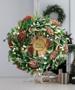Personalised Pinecone and Mistletoe Forest Wreath 35cm