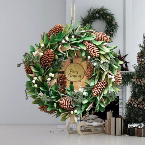 Personalised Pinecone and Mistletoe Forest Wreath 35cm