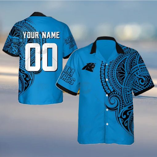 Personalize NFL Carolina Panthers Polynesian Tattoo Design Hawaiian Shirt