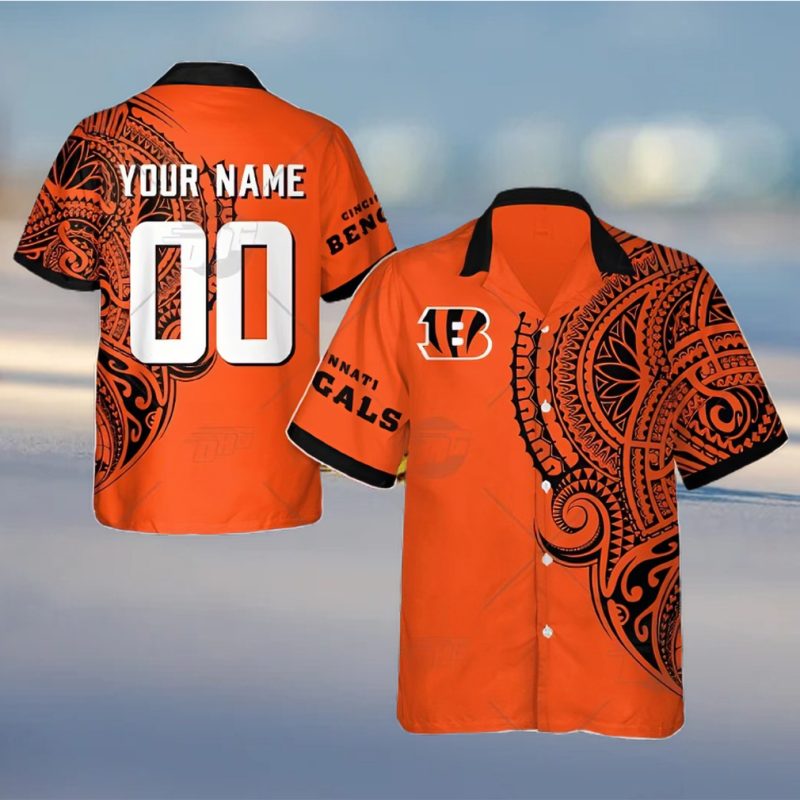 Personalize NFL Cincinnati Bengals Polynesian Tattoo Design Hawaiian Shirt