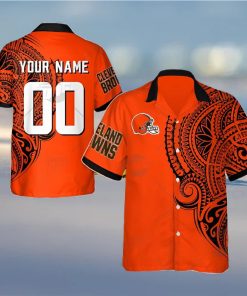 Personalize NFL Cleveland Browns Polynesian Tattoo Design Hawaiian Shirt