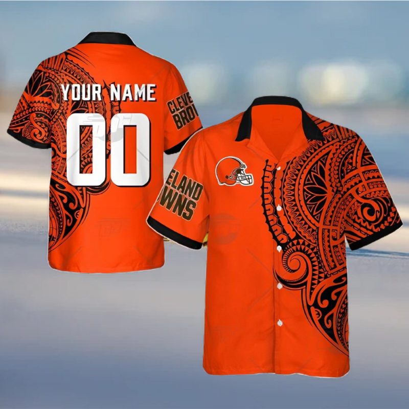 Personalize NFL Cleveland Browns Polynesian Tattoos Design Hawaiian Shirt
