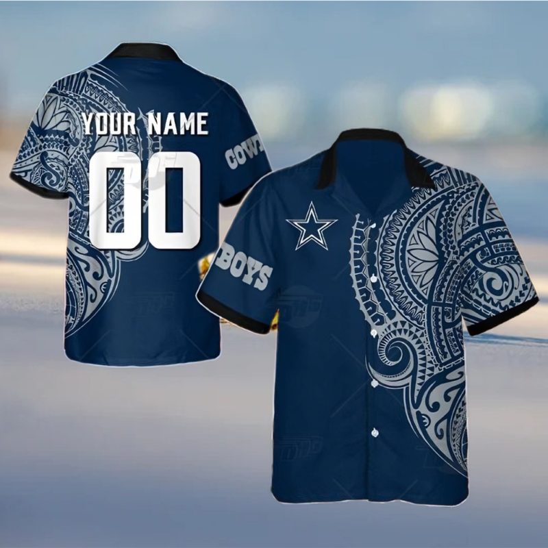 Personalize NFL Dallas Cowboys Polynesian Tattoo Design Hawaiian Shirt