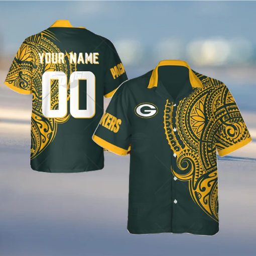 Personalize NFL Green Bay Packers Polynesian Tattoo Design Hawaiian Shirt