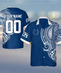 Personalize NFL Indianapolis Colts Polynesian Tattoo Design Hawaiian Shirt