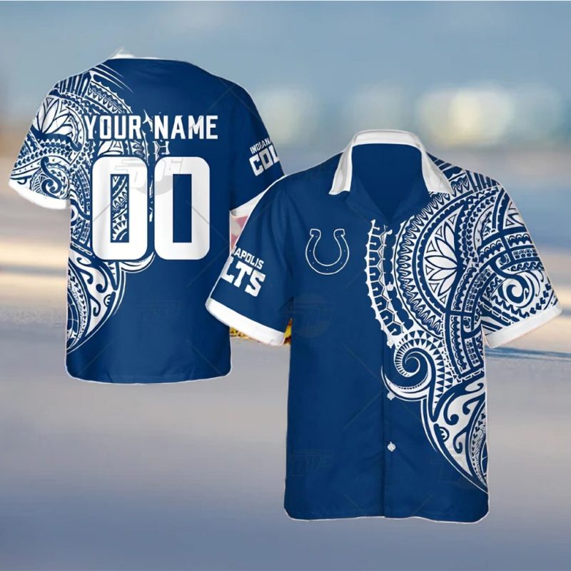 Personalize NFL Indianapolis Colts Polynesian Tattoo Design Hawaiian Shirt
