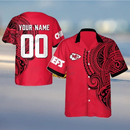 Personalize NFL Kansas City Chiefs Polynesian Tattoo Design Hawaiian Shirt