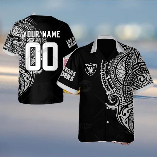 Personalize NFL Las Vegas Raiders Polynesian Tattoo Design Hawaiian Shirt