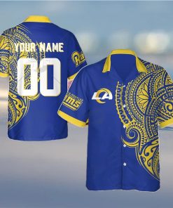 Personalize NFL Los Angeles Rams Polynesian Tattoo Design Hawaiian Shirt