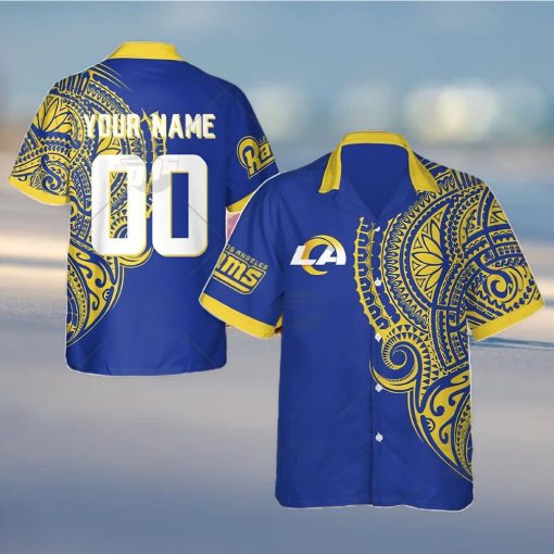 Personalize NFL Los Angeles Rams Polynesian Tattoo Design Hawaiian Shirt