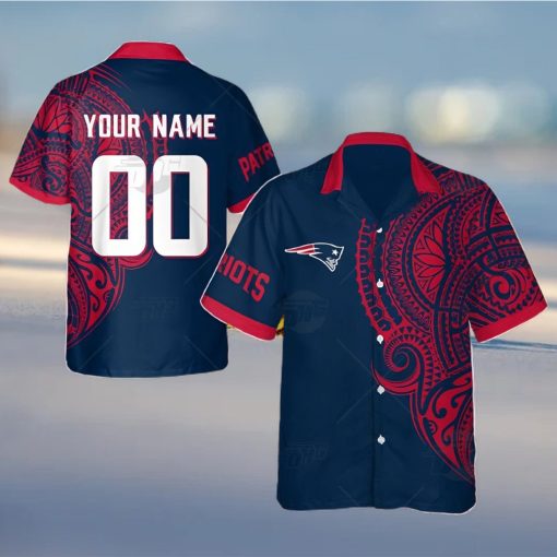 Personalize NFL New England Patriots Polynesian Tattoo Design Hawaiian Shirt