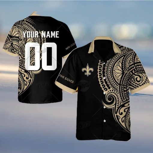 Personalize NFL New Orleans Saints Polynesian Tattoo Design Hawaiian Shirt