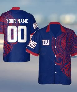 Personalize NFL New York Giants Polynesian Tattoo Design Hawaiian Shirt