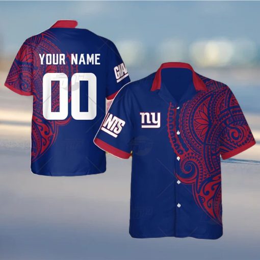 Personalize NFL New York Giants Polynesian Tattoo Design Hawaiian Shirt