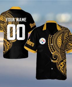 Personalize NFL Pittsburgh Steelers Polynesian Tattoo Design Hawaiian Shirt