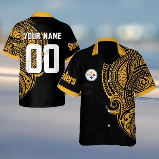 Personalize NFL Pittsburgh Steelers Polynesian Tattoo Design Hawaiian Shirt