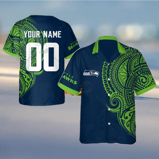 Personalize NFL Seattle Seahawks Polynesian Tattoo Design Hawaiian Shirt