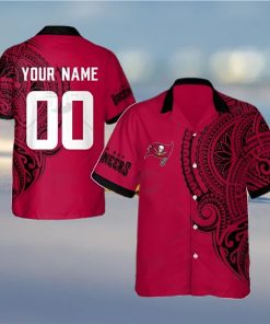 Personalize NFL Tampa Bay Buccaneers Polynesian Tattoo Design Hawaiian Shirt