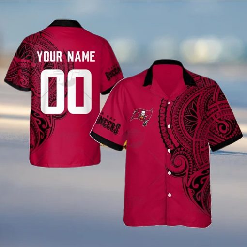 Personalize NFL Tampa Bay Buccaneers Polynesian Tattoo Design Hawaiian Shirt