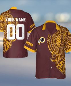 Personalize NFL Washington Redskins Polynesian Tattoo Design Hawaiian Shirt