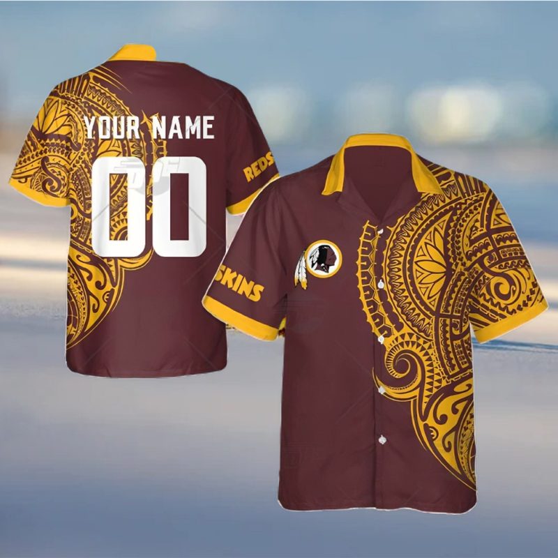 Personalize NFL Washington Redskins Polynesian Tattoo Design Hawaiian Shirt