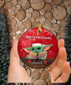 Personalized Baby Yoda Mandalorian Christmas 2022 Ceramic Tree Ornaments