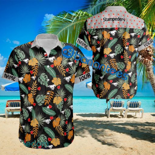 Personalized CFL Calgary Stampeders Heart Pattern Valentines Day 3D Hawaiian Shirt Gift For Fans