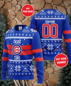 Personalized Chicago Cubs Custom Name And Number Ugly Christmas Sweater 3D Gift For Men And Women