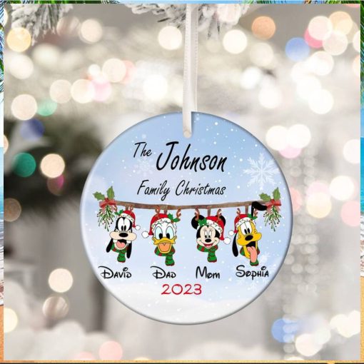 Personalized Christmas Disney Ceramic Ornament, Mickey and Friends Ornament,