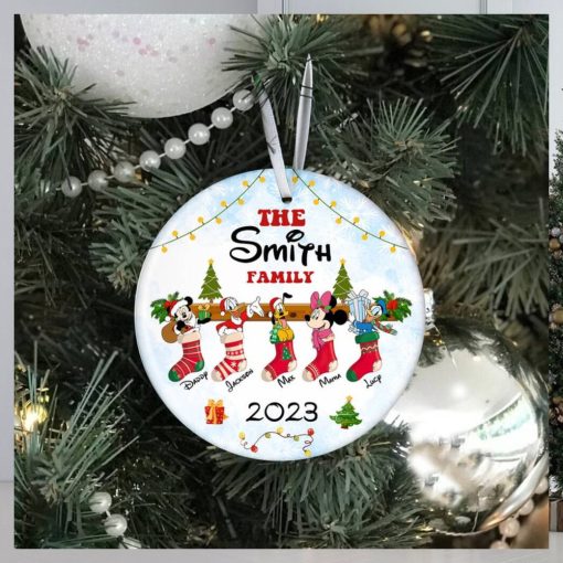 Personalized Christmas Disney Ornament, Mickey and Friends Ceramic Ornament