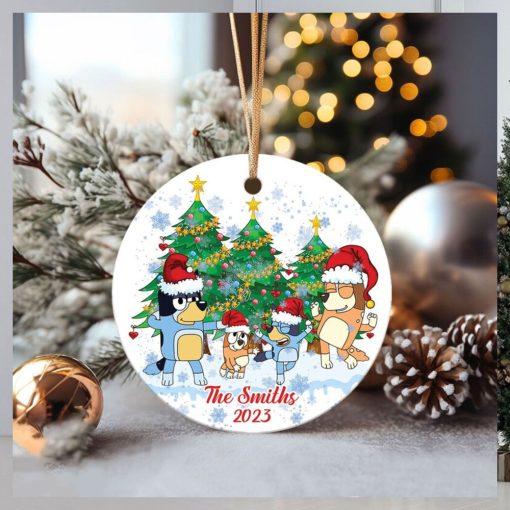 Personalized Christmas Family Bluey Ornament,Bluey Christmas Ornament Gift