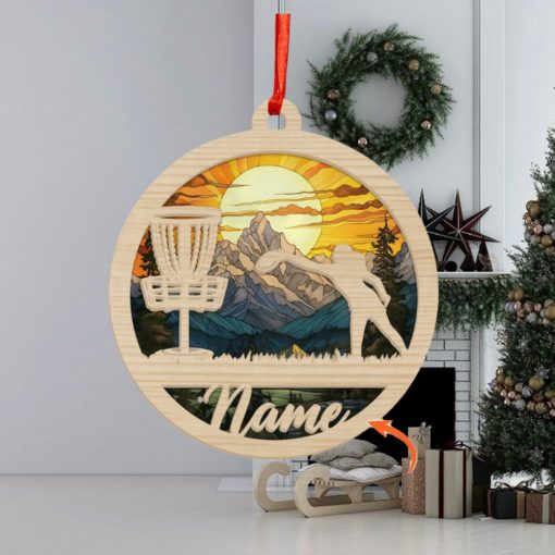 Personalized Disc Golf Women Christmas Ornament