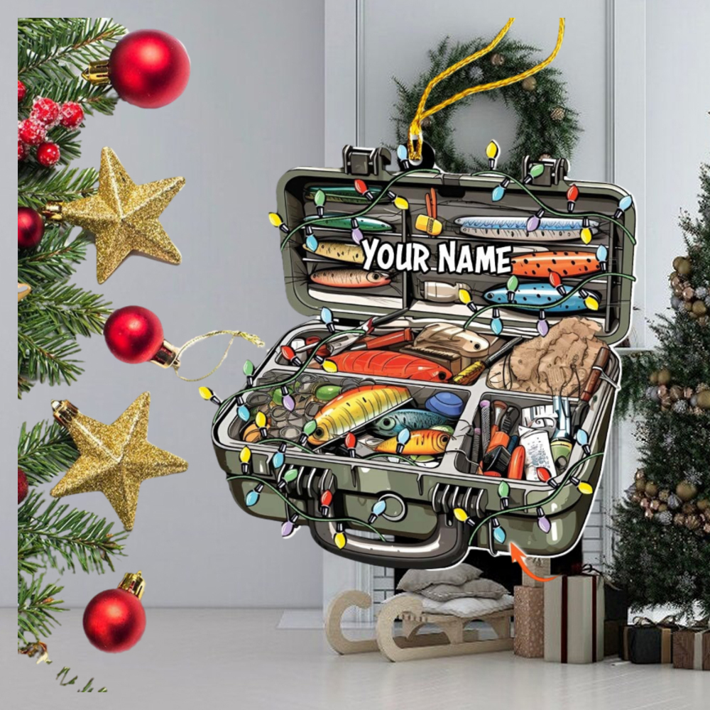 Personalized Fishing Tackle Box Acrylic Ornament - teejeep
