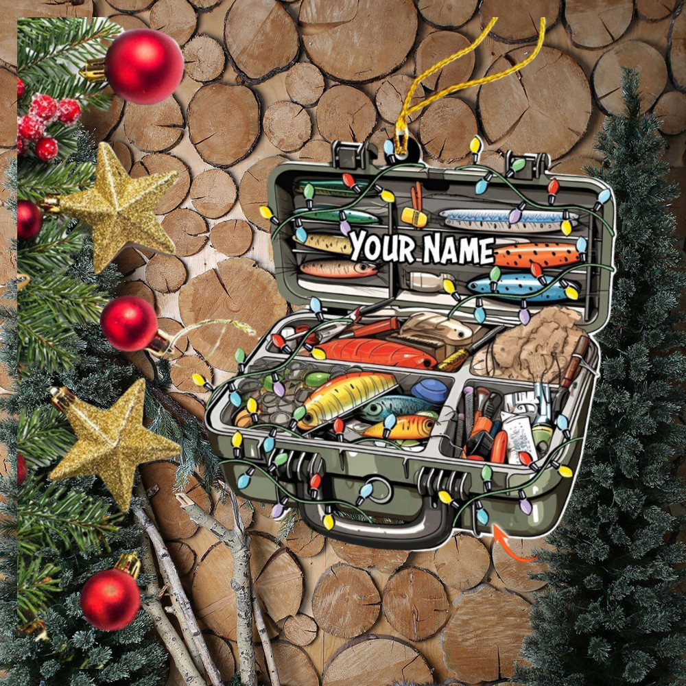 Personalized Fishing Tackle Box Acrylic Ornament - teejeep