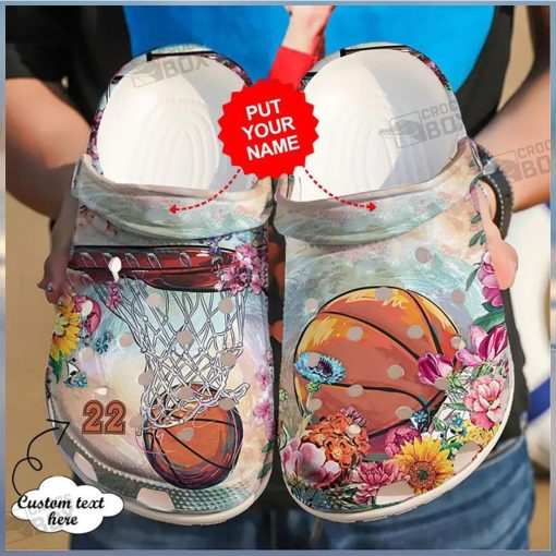 Personalized Flower Basketball Women Girl Crocs Clogs