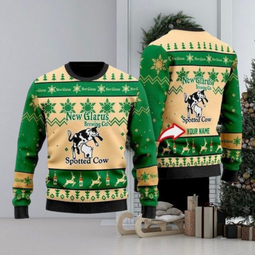 Personalized Funny Spotted Cow Beer Ugly Christmas Sweater, Ugly Sweater Apparel