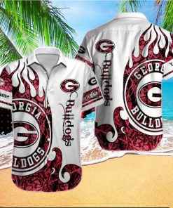 Personalized Georgia Bulldogs Logo White Red Mix Design Hawaiian Shirt