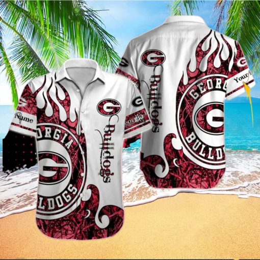 Personalized Georgia Bulldogs Logo White Red Mix Design Hawaiian Shirt