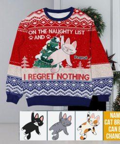 Personalized Gift For Cat Lovers On The Naughty List Ugly Sweater