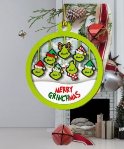 Personalized Grinch Hand Family Wood Ornament, Merry Grinchmas Ornament, Custom Grinch Ornament, Custom Family Ornament, Funny Ornament