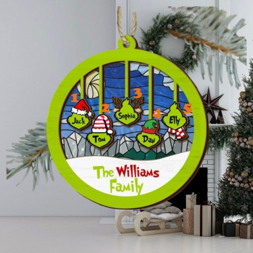 Personalized Grnch Hand Family Suncatcher Ornament, Merry Grnchmas Ornament, Custom Grnch Ornament, Custom Family Ornament, Funny Ornament