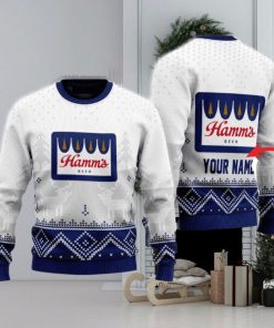 Personalized Hamm’s Beer White Reindeer Ugly Sweater Beer For Fans Gift Christmas Holidays