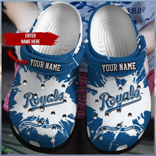 Personalized Kansas City Royals Baseball Team Crocs Clog Custom Name Shoes