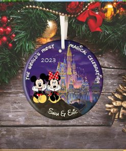 Personalized Mickey and Minnie Christmas Ornament, Couple Ornament