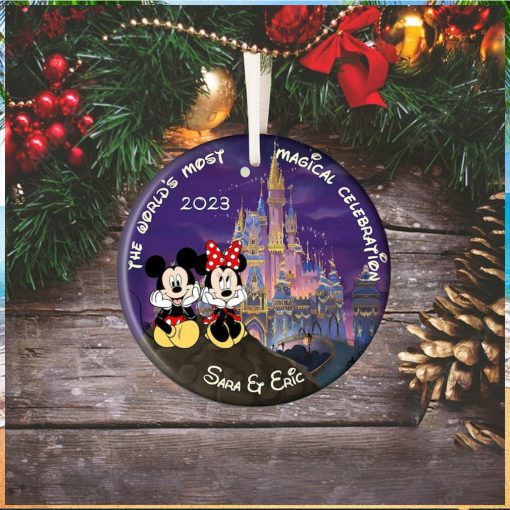 Personalized Mickey and Minnie Christmas Ornament, Couple Ornament