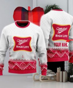 Personalized Miller High Life White Reindeer Ugly Sweater Beer For Fans Gift Christmas Holidays