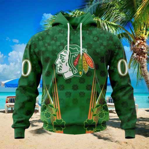 Personalized NHL Chicago Blackhawks Full Green Design For St. Patrick’s Day Hoodie